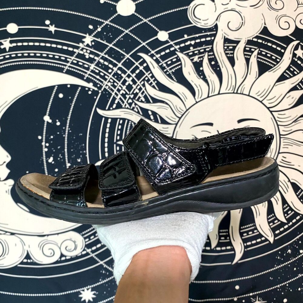 Clarks Leisa Melinda Slingback Strappy Sandal Women's 8.5 Black Croc Leather - Picture 9 of 9